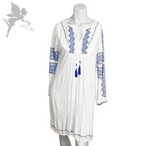 NEIMAN MARCUS Embroidered cotton gauze tunic